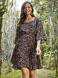 Athena Black Floral Crepe Dress