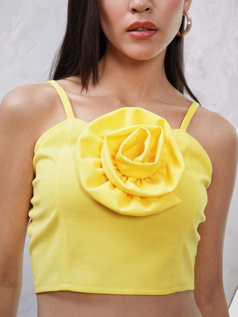 Athena Shoulder Straps Corsage Scuba Crop Top