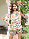 Athena White Pink Printed Shirt Shorts Co-Ords