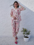 Boho By Athena Printed Shirt-Collar Neck Top Flared Trouser Co-Ords