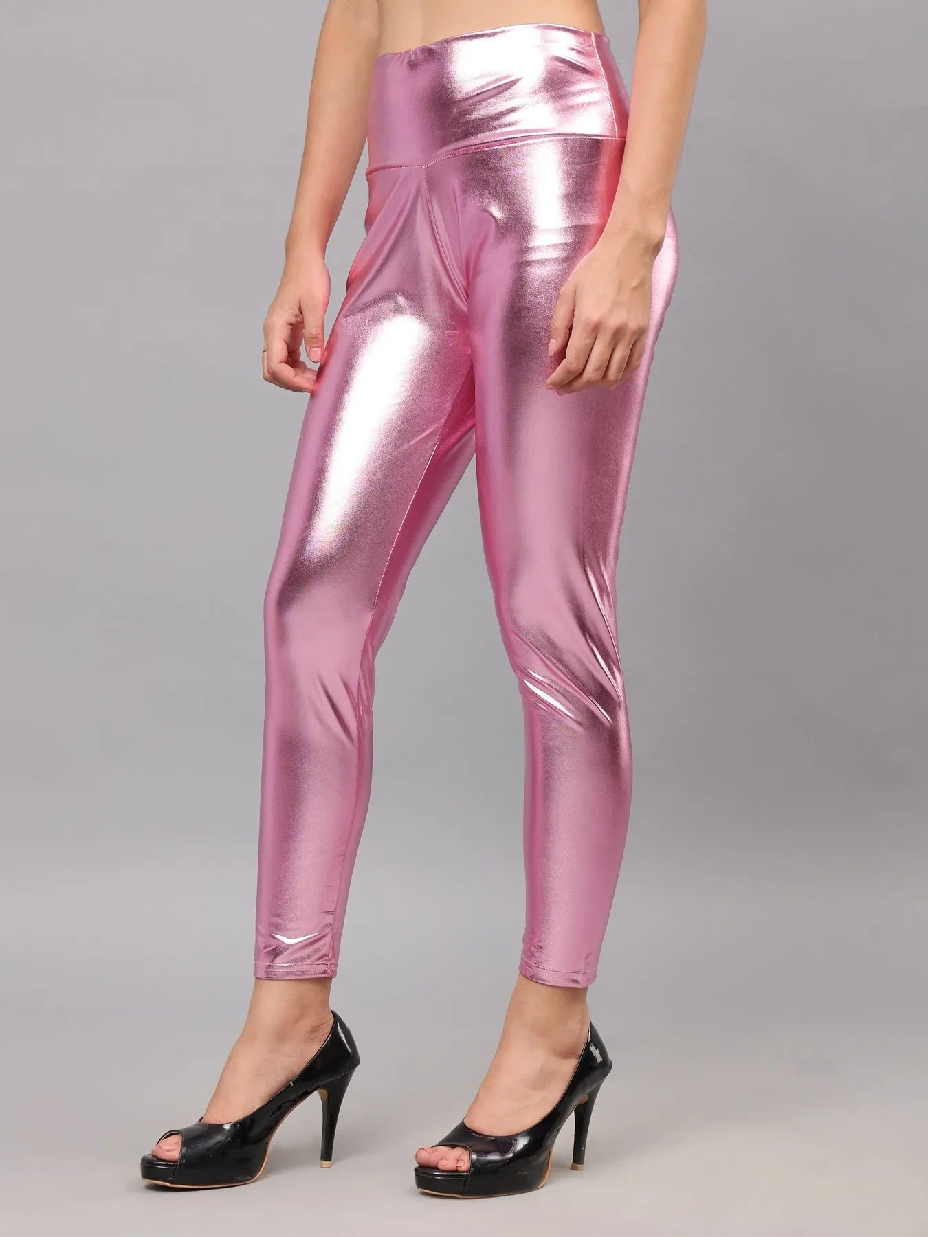Metallic Shimmer Leggings - Pink