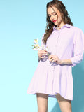 Athena Lavender Ruffle cotton shirt Dress