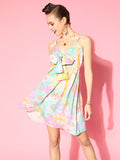 Athena Yellow Shoulder Strap With Front Knoting Dress