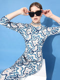 Athena Blue psychedelic print Midi dress