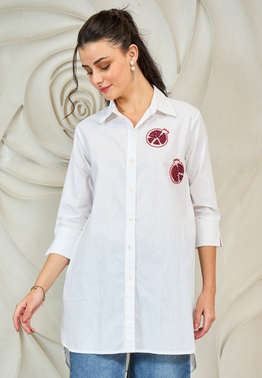 Shally Bhasin By Athena Women Relaxed Fit Solid Spread Collar Cotton Casual Shirt