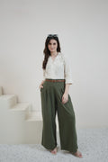 Women Relaxed Fit Textured Colourblocked Cuban Collar Cotton Casual Shirt