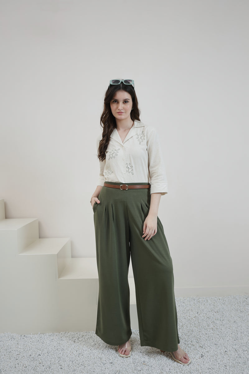 Women Relaxed Fit Textured Colourblocked Cuban Collar Cotton Casual Shirt