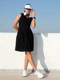 Athena Black Solid Fit & Flare Dress