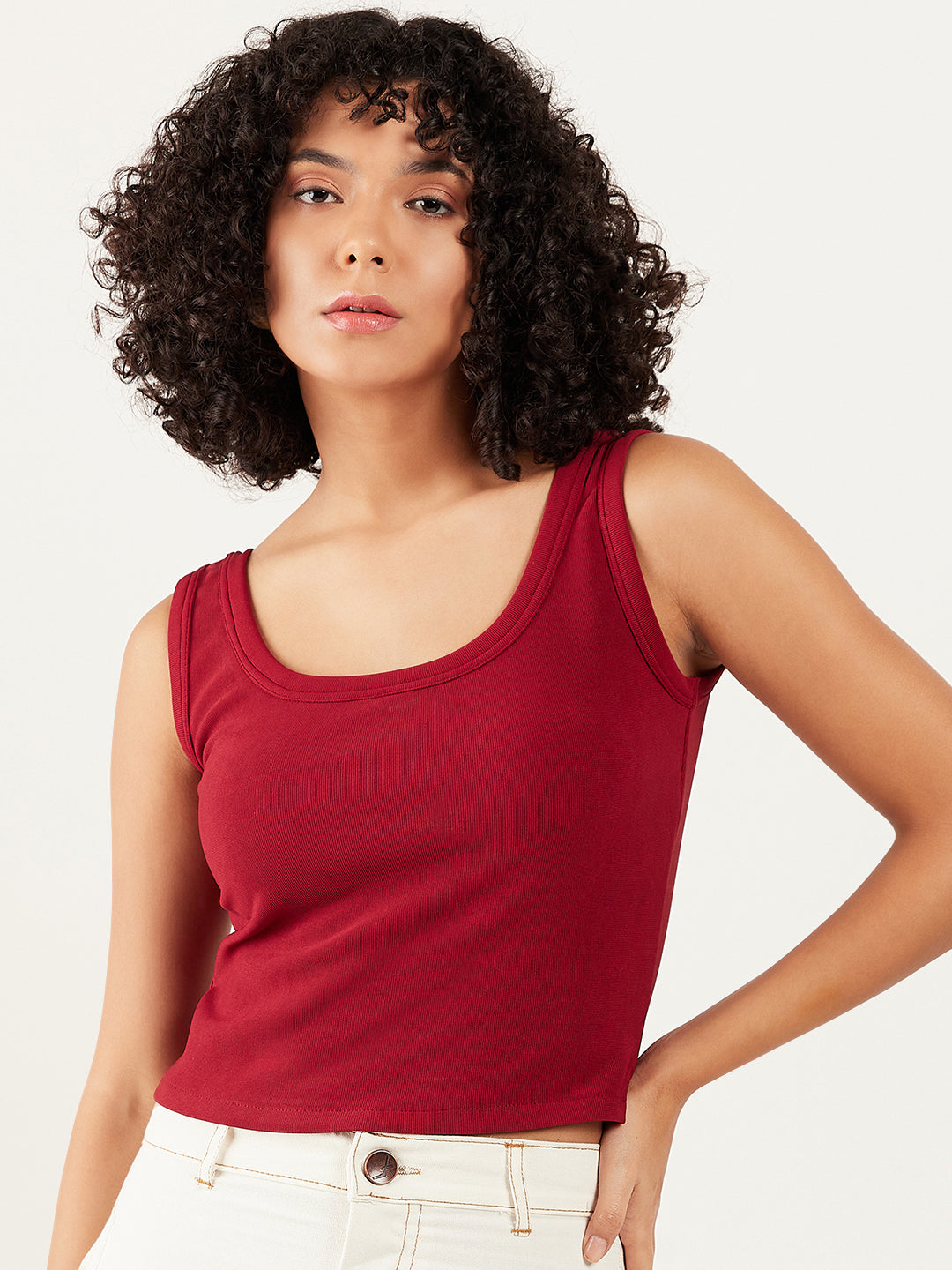 Athena Scoop-Neck Crop Tank Top