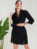Athena Lapel Collar Coat With Skirt Co-Ords