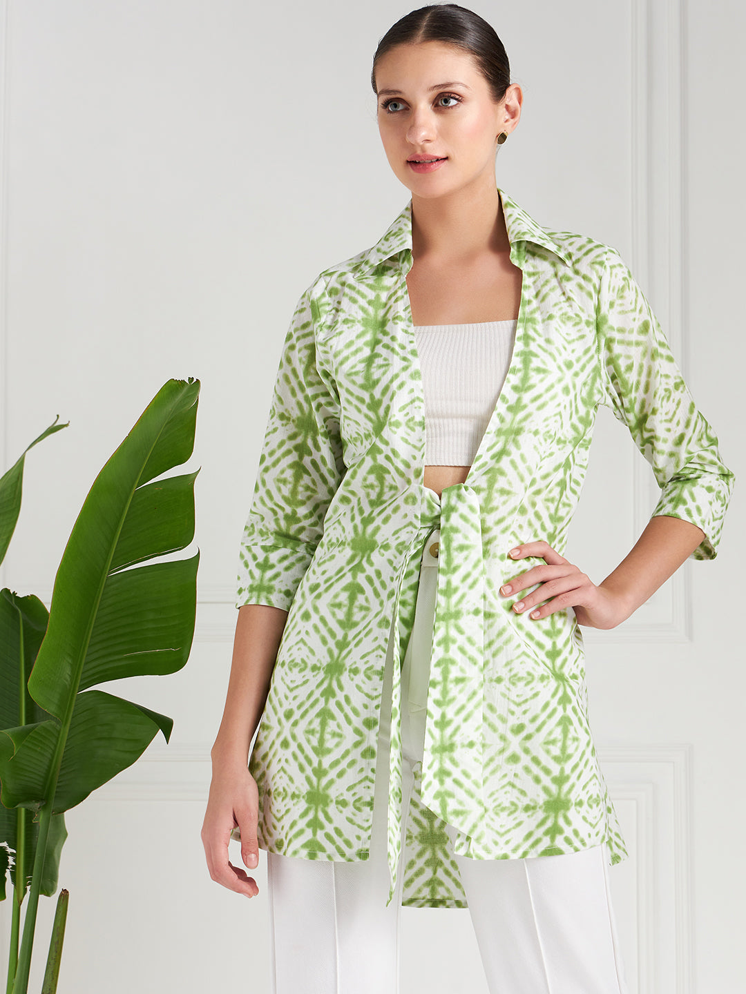 Athena Women Printed Cotton Tie-Up Shrug