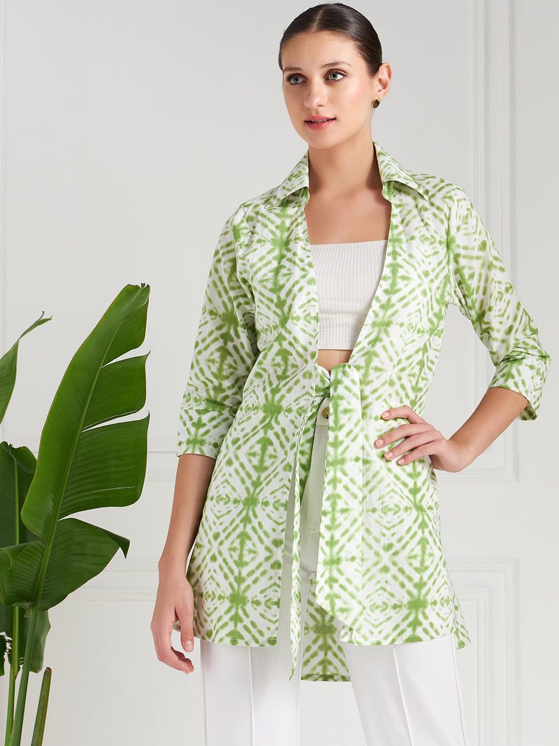Athena Women Printed Cotton Tie-Up Shrug