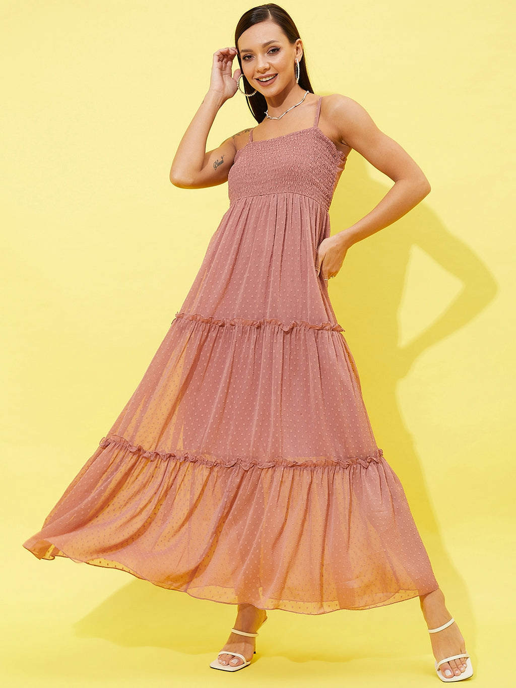 Athena Shoulder Straps Chiffon Maxi Dress