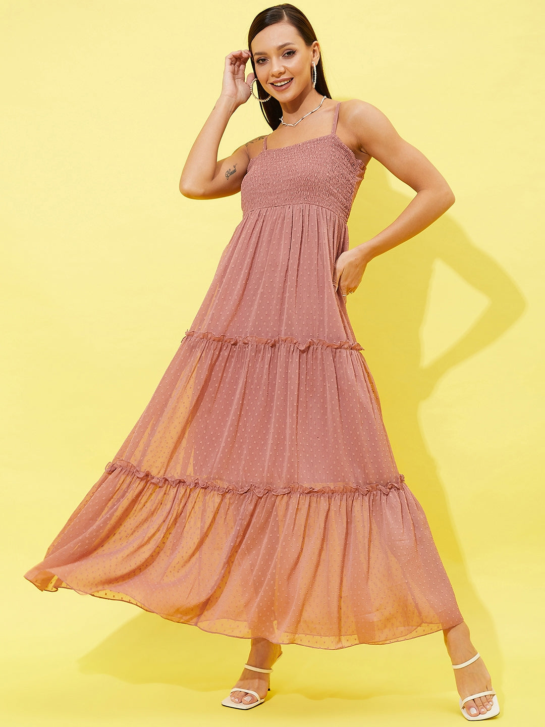 Athena Shoulder Straps Chiffon Maxi Dress
