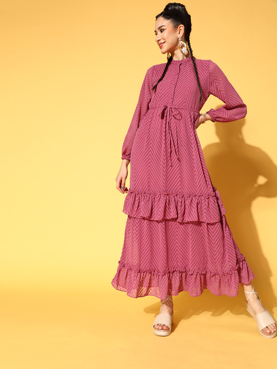 Athena Pretty Pink Chevron Sundress