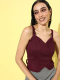 Athena Burgundy Wrap Crop Top