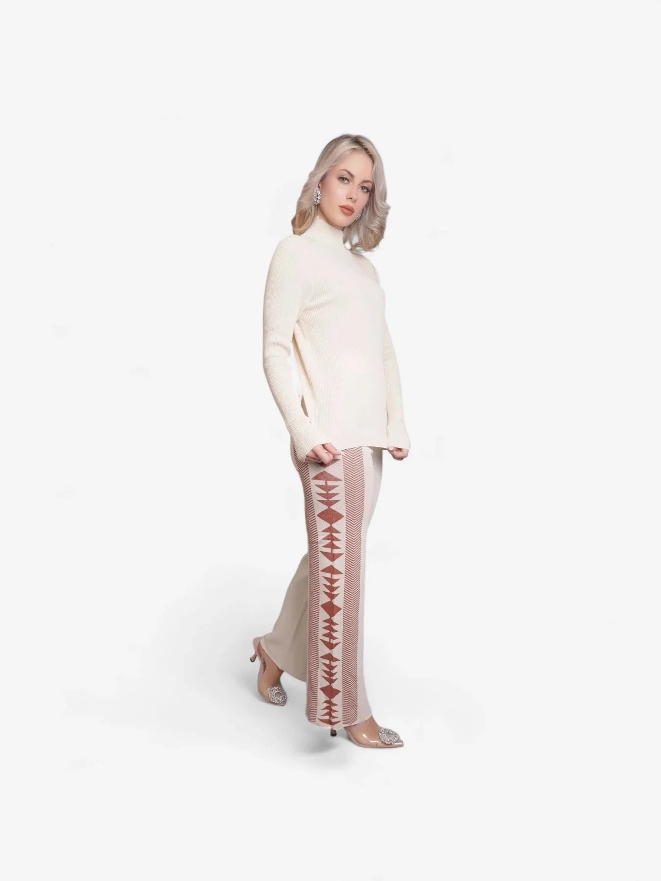 Aztec Printed Three Piece Set - Off White