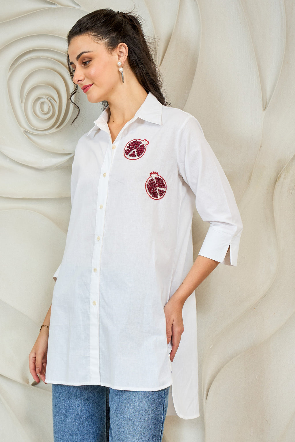 Shally Bhasin By Athena Women Relaxed Fit Solid Spread Collar Cotton Casual Shirt