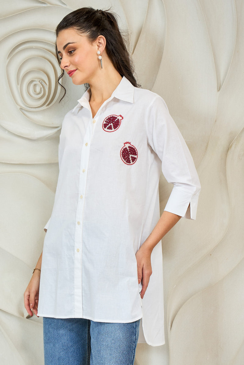 Shally Bhasin By Athena Women Relaxed Fit Solid Spread Collar Cotton Casual Shirt