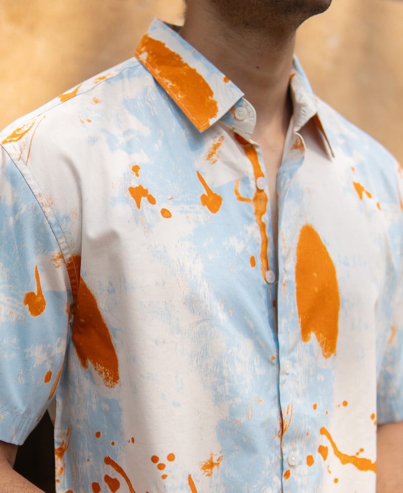 Multicolour Abstract Print Shirt - Blue