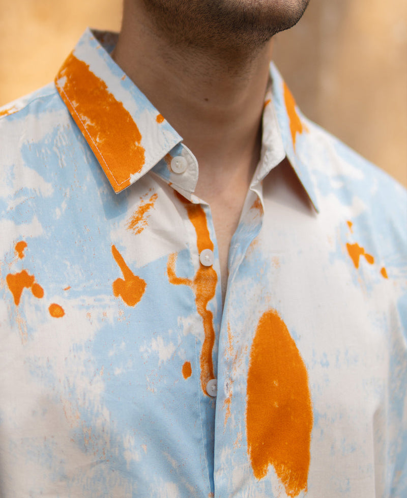 Multicolour Abstract Print Shirt - Blue
