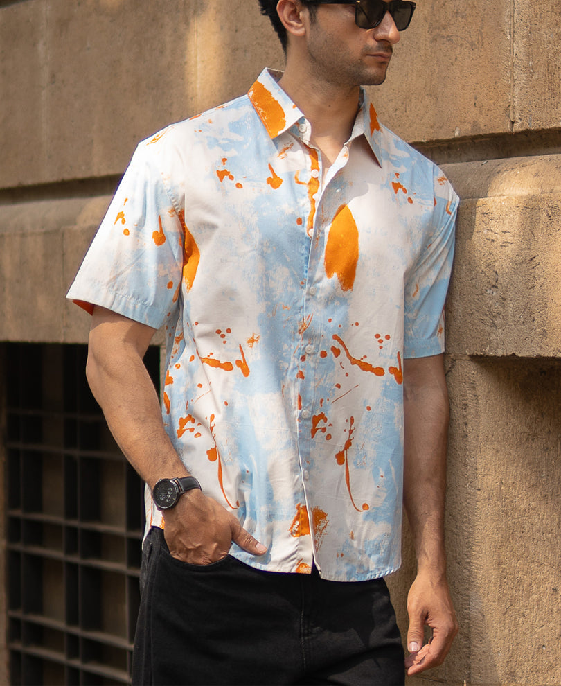 Multicolour Abstract Print Shirt - Blue