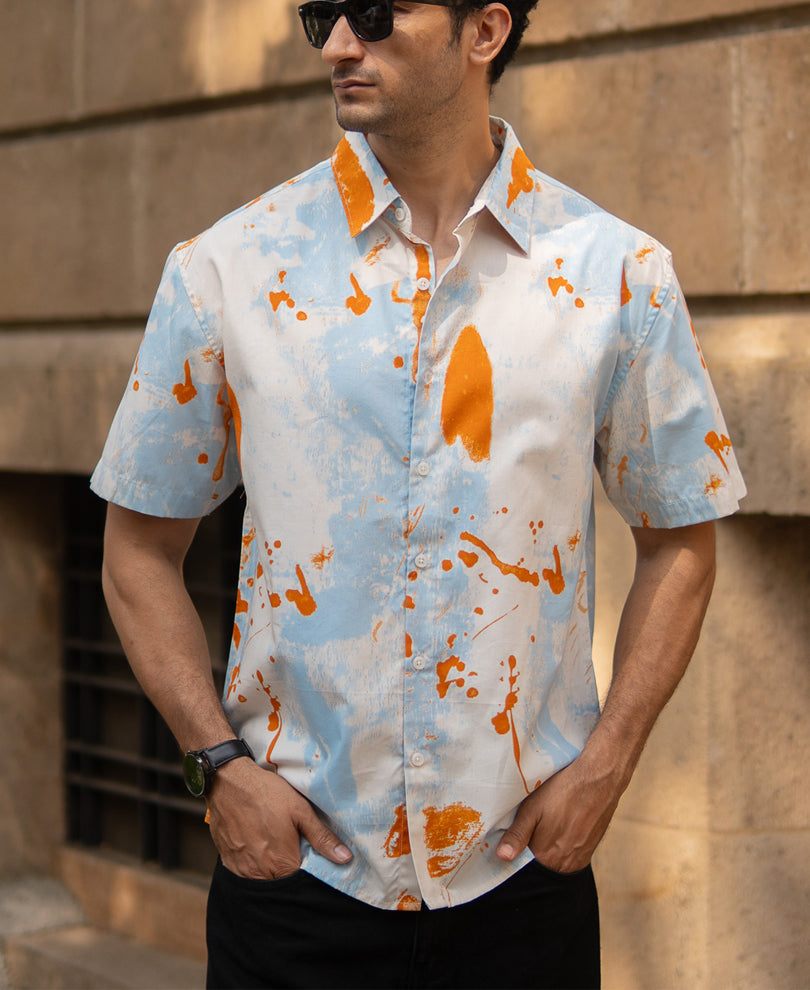 Multicolour Abstract Print Shirt - Blue