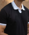 Black Contrast Collar T-Shirt - Black