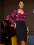 Athena Woman Snake Print Tie Up Neck Bodycon Dress