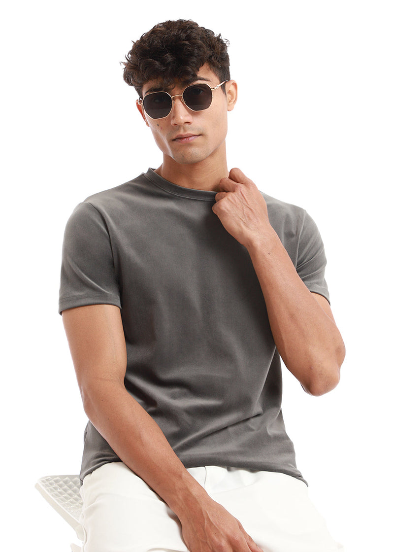Glacier Gray Plain Suede T-shirt