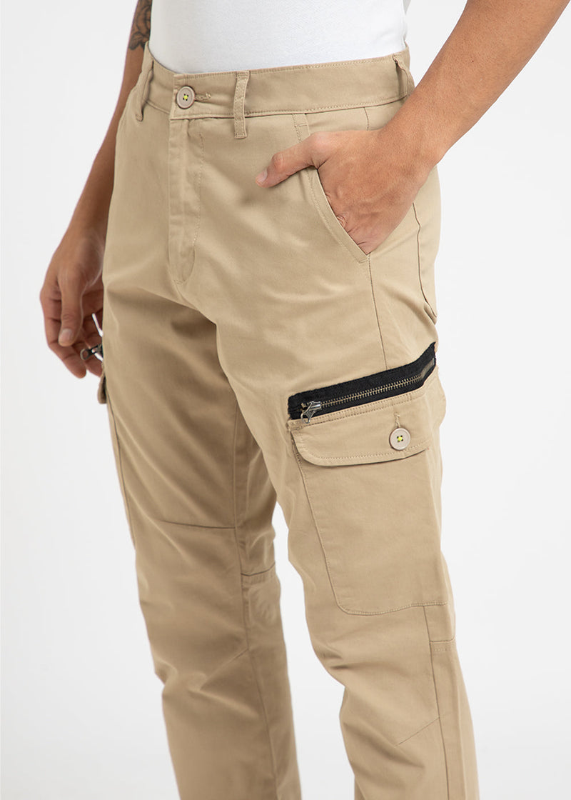 Cream Mist Elasticated Cargo Pant