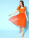 Athena Yellow Corset Tulle Dress With Sweetheart Neck