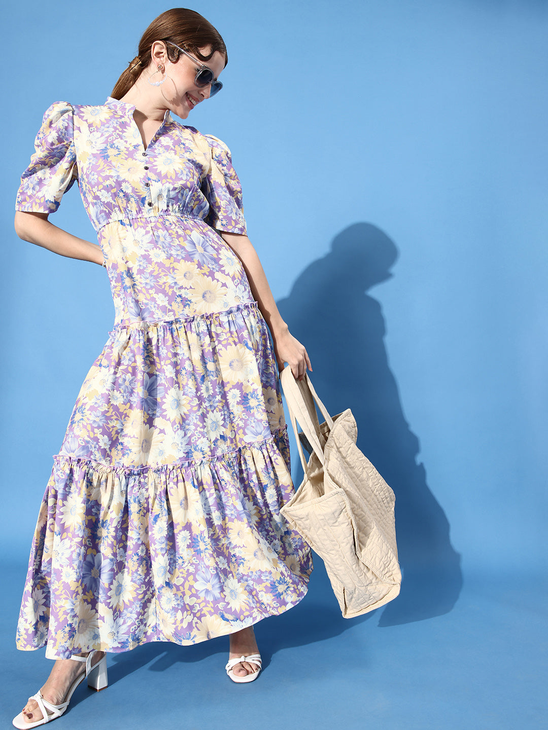 Athena Lavender Floral Print Maxi Dress