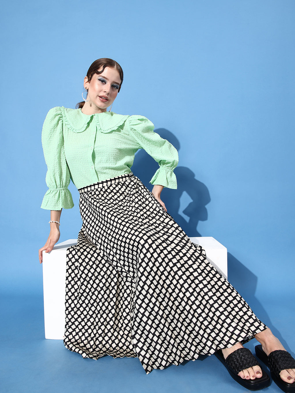 Athena Green Crushed Top With Zoom Collars