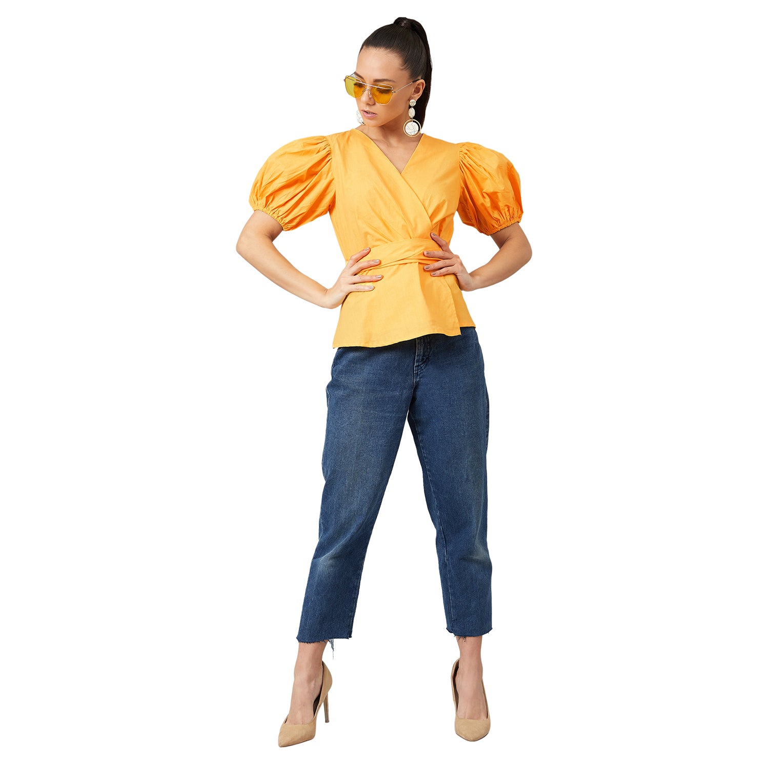 Athena Women Black Solid Shirt-Style Top