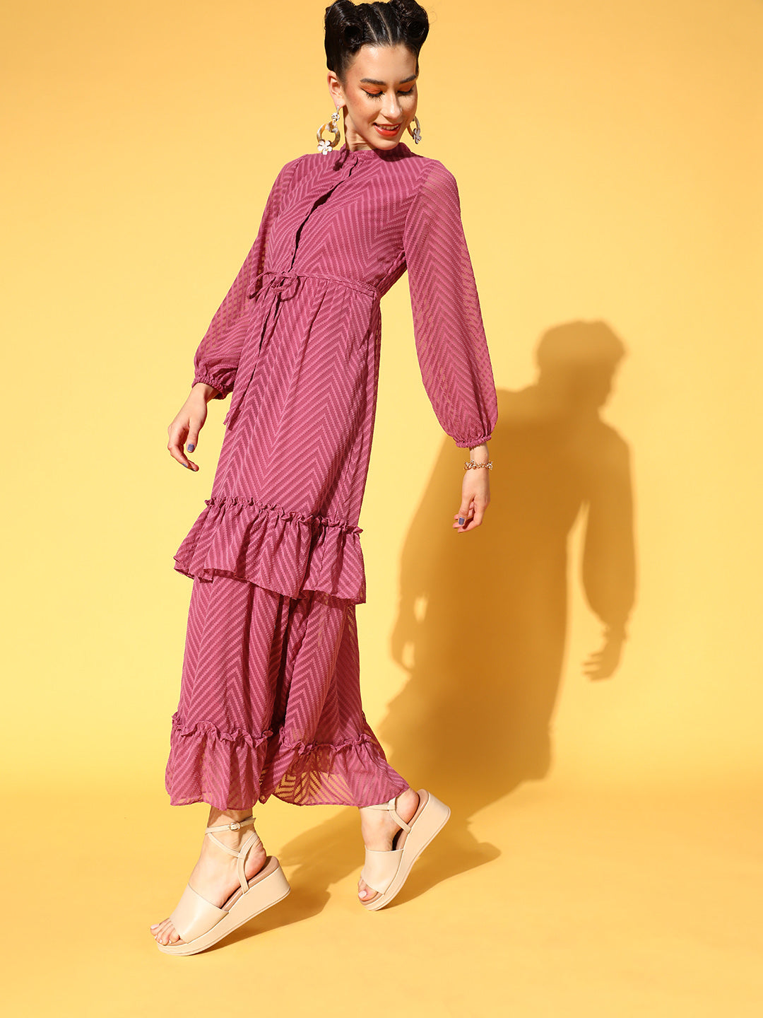 Athena Pretty Pink Chevron Sundress