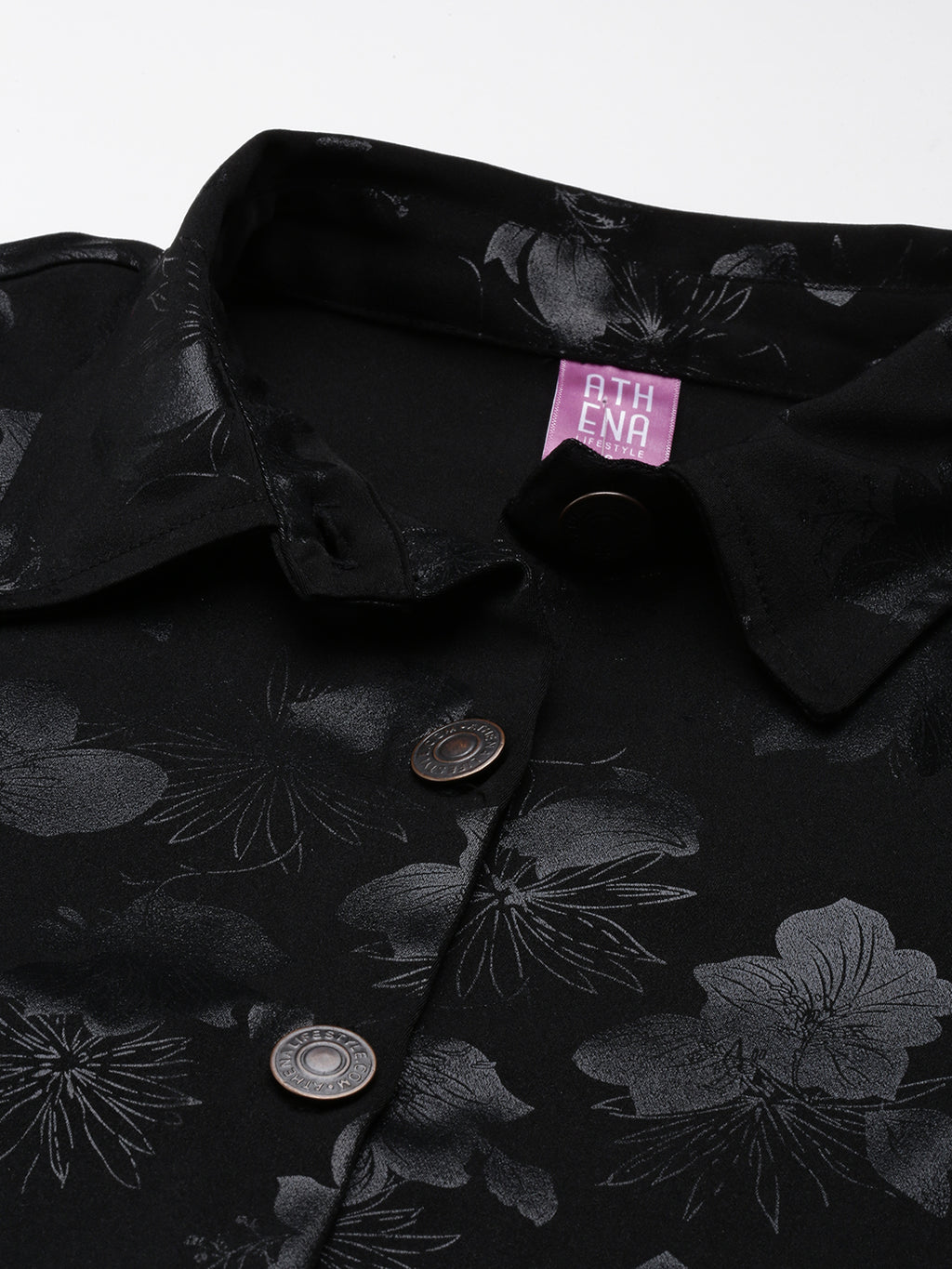 Athena Black Floral A-Line Dress