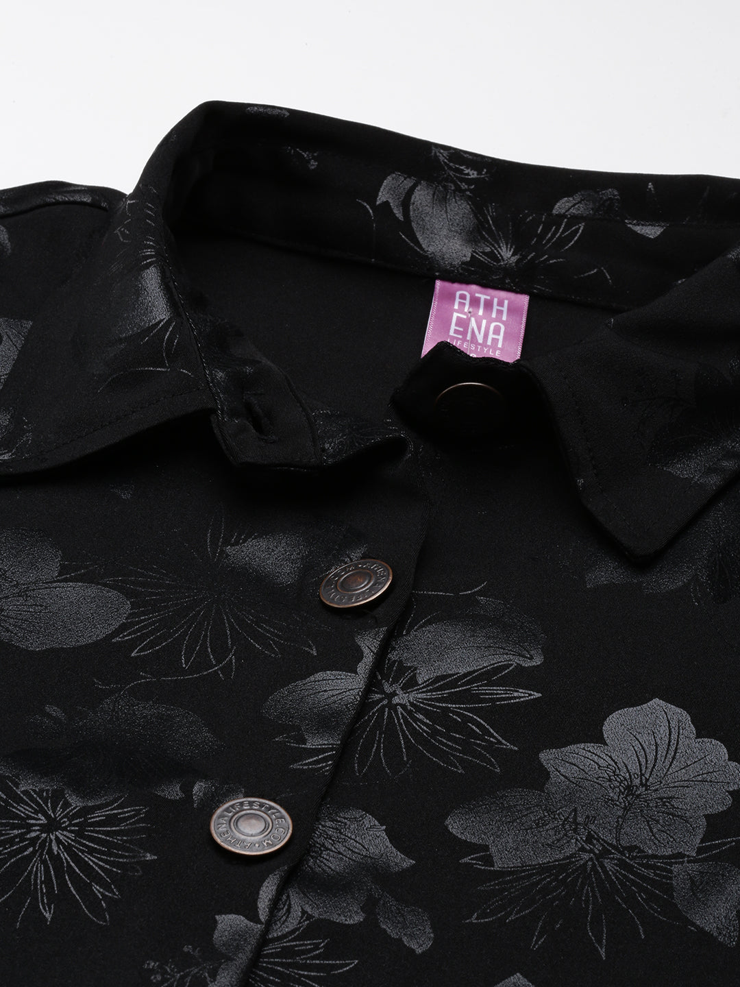 Athena Black Floral A-Line Dress