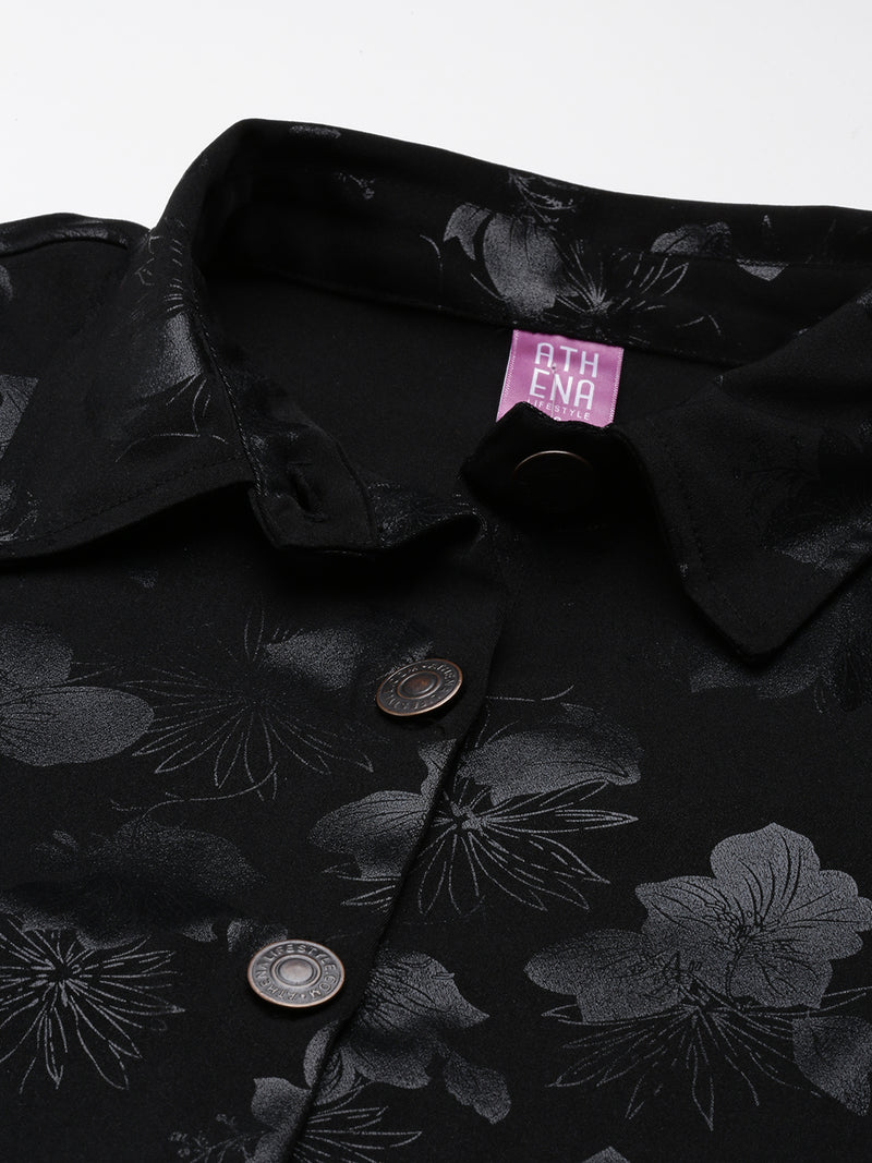 Athena Black Floral A-Line Dress