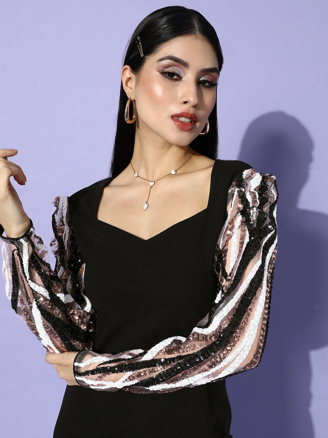 Athena Women Black Embellished Bling and Sparkly Dress
