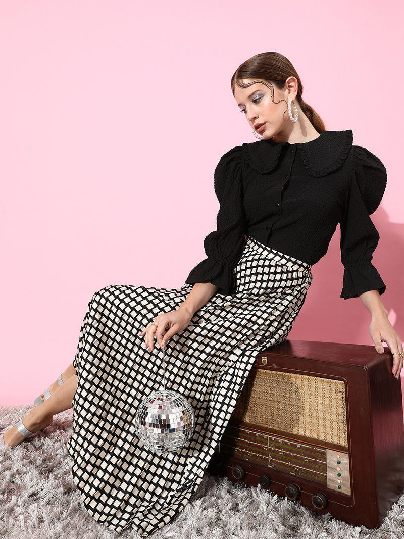 Athena Black crushed top with zoom collars