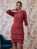 Athena Coral Boat Neck Sheath Dress