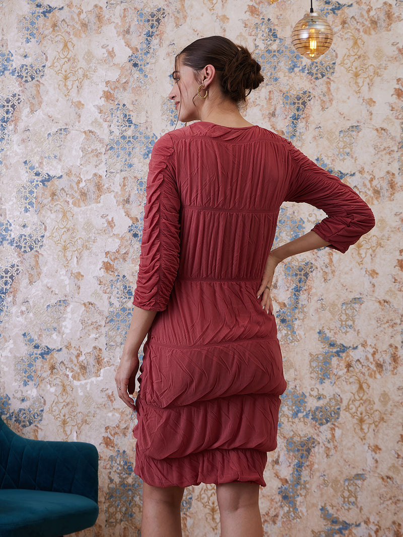 Athena Coral Boat Neck Sheath Dress