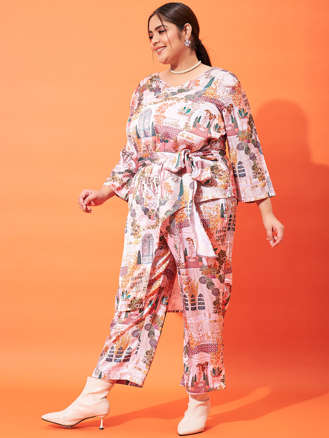 Athena Ample Printed Asymmetric Top With Trousers Co-Ord Set