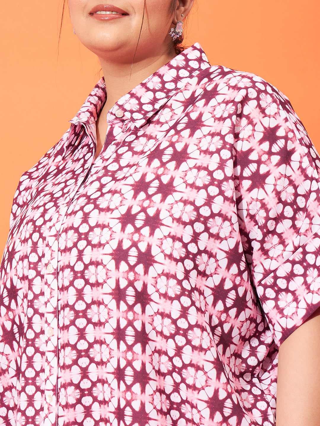 Athena Ample Plus Size Tie and Dyed Linen Shirt Style Midi Dress