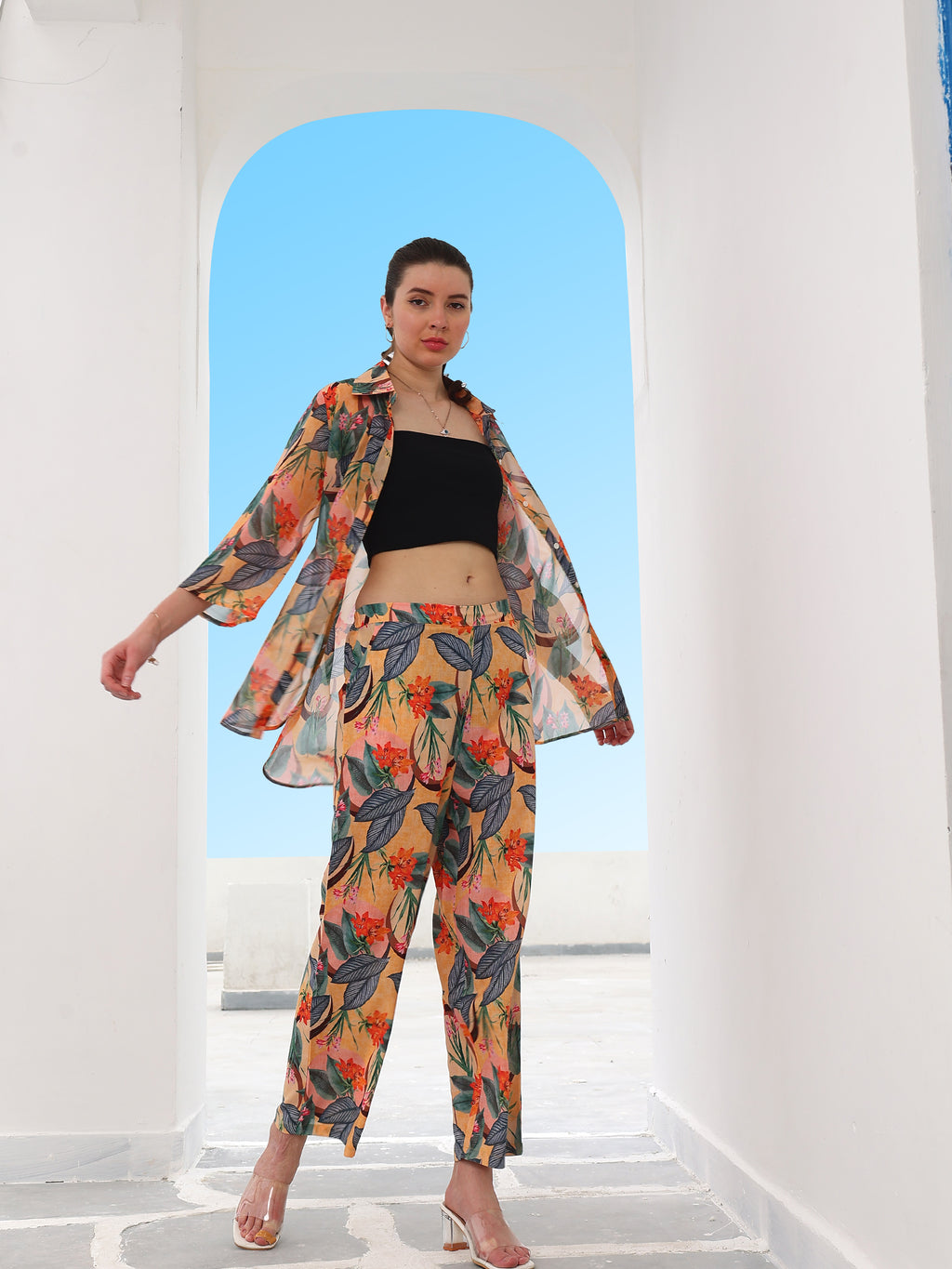 Boho By Athena Floral Printed Linen Shirt With Trouser Co-Ords