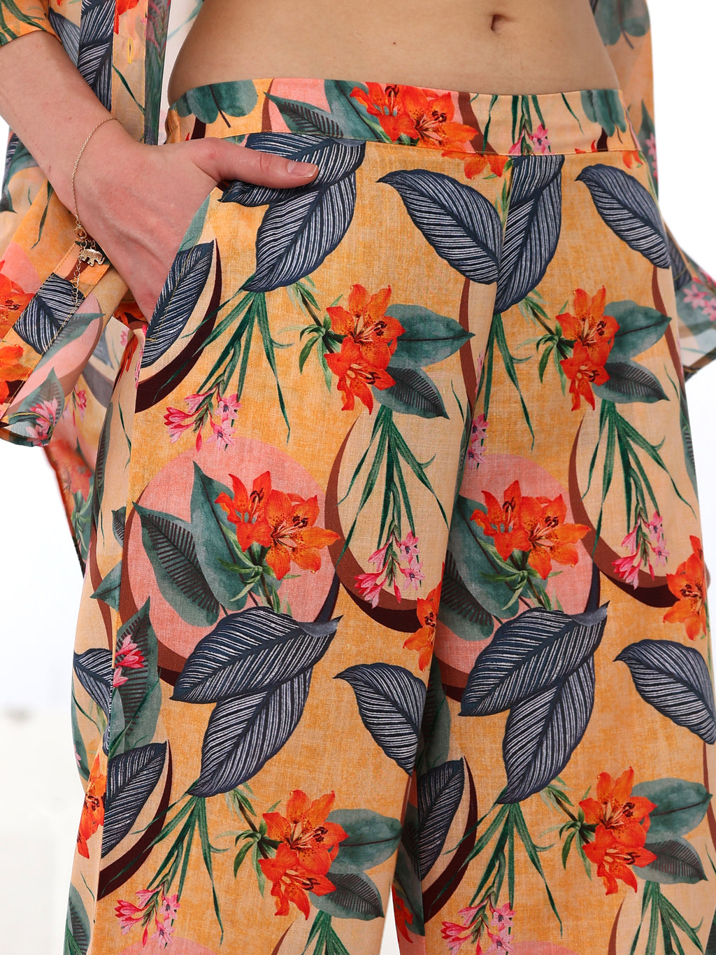 Boho By Athena Floral Printed Linen Shirt With Trouser Co-Ords