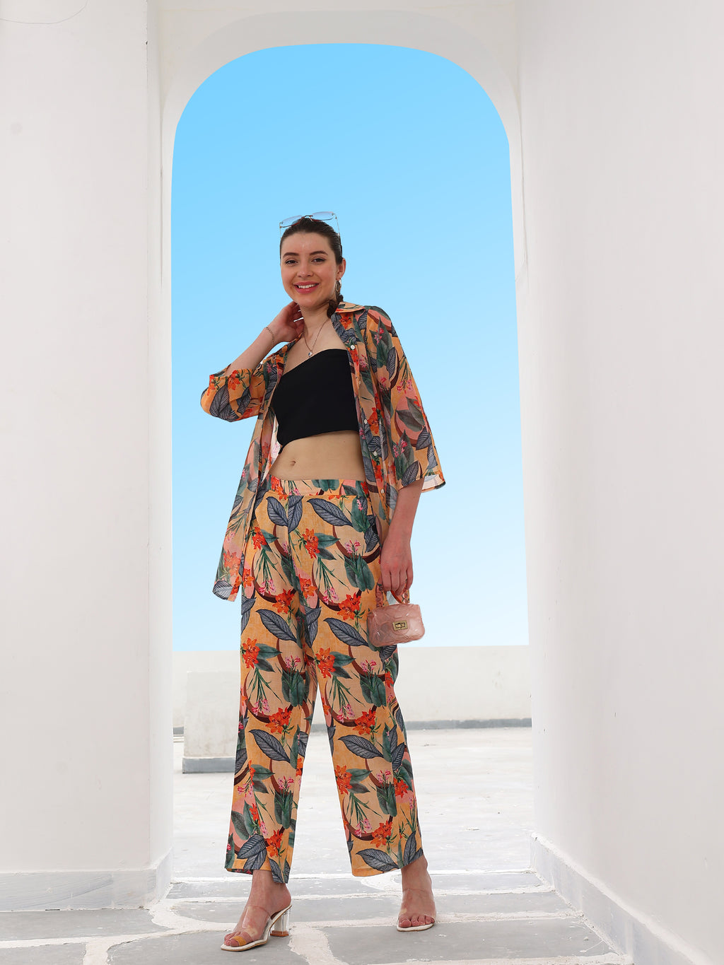 Boho By Athena Floral Printed Linen Shirt With Trouser Co-Ords