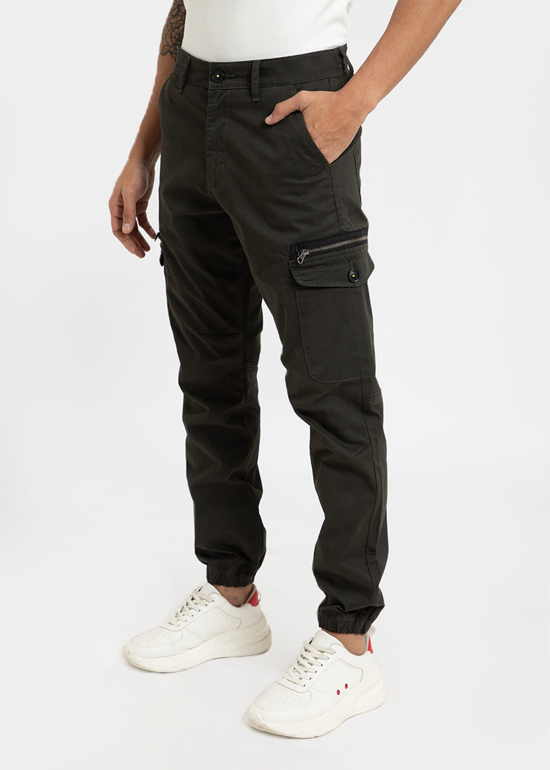 Dark Olive Elasticated Cargo Pant