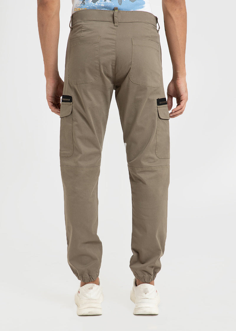 Tan Brown Elasticated Cargo Pant